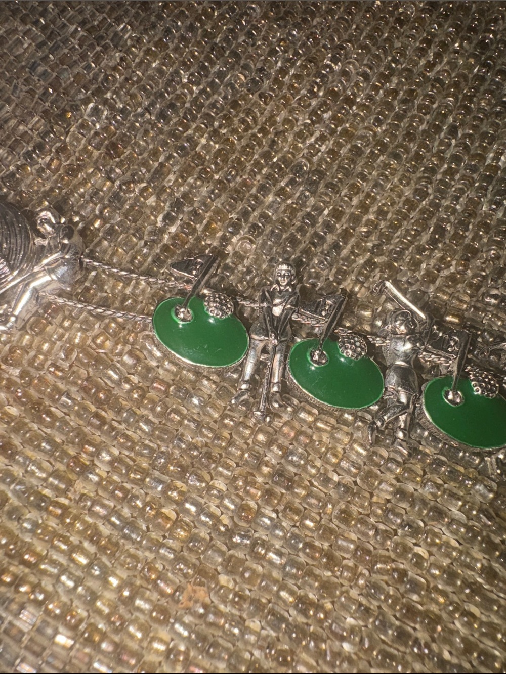 Vintage Green Enamel Charm Golf Bracelet - Women Jewelry - Picture 2 of 7
